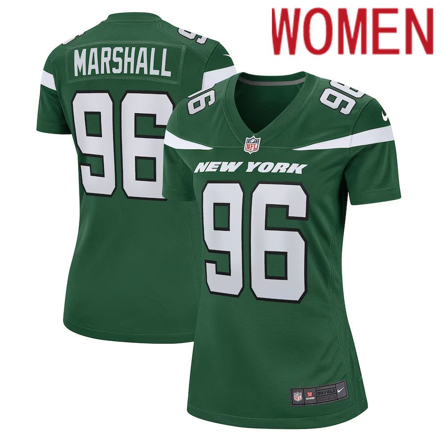 Women New York Jets #96 Jonathan Marshall Nike Gotham Green Game NFL Jersey->women nfl jersey->Women Jersey